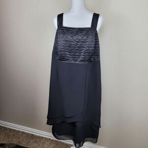 Dana Kay Black Cocktail Dress with Chiffon Overlay 14W (2729)